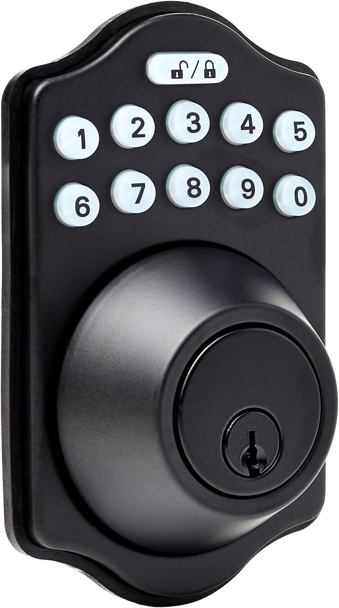 - Electronic Keypad Deadbolt Door Lock with Auto Lock, Touch-Control Keyless Entry, Customizable User Codes, Traditional Design, Matte Black, 1-Pack