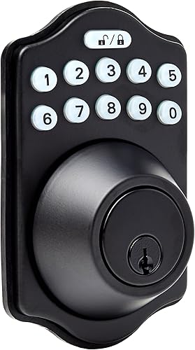 TiendaBasics-Cerrojo de teclado electrónico tradicional - Entrada con llave - Negro mate