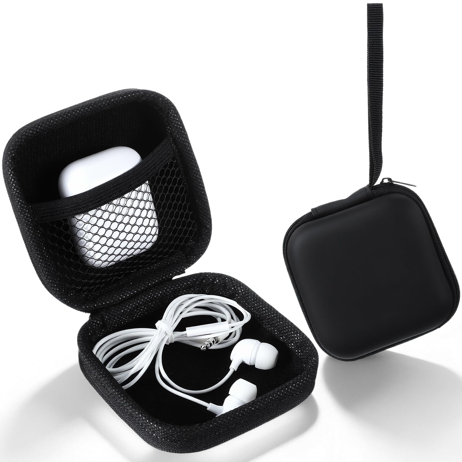 Lot de 2 étuis de protection rigides pour écouteurs Noir