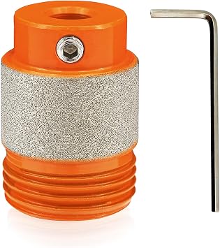 BGTEC Stained Glass Grinder Bit - 1" External Thread, Copper & Chrome, Glass, Ceramic, Stone