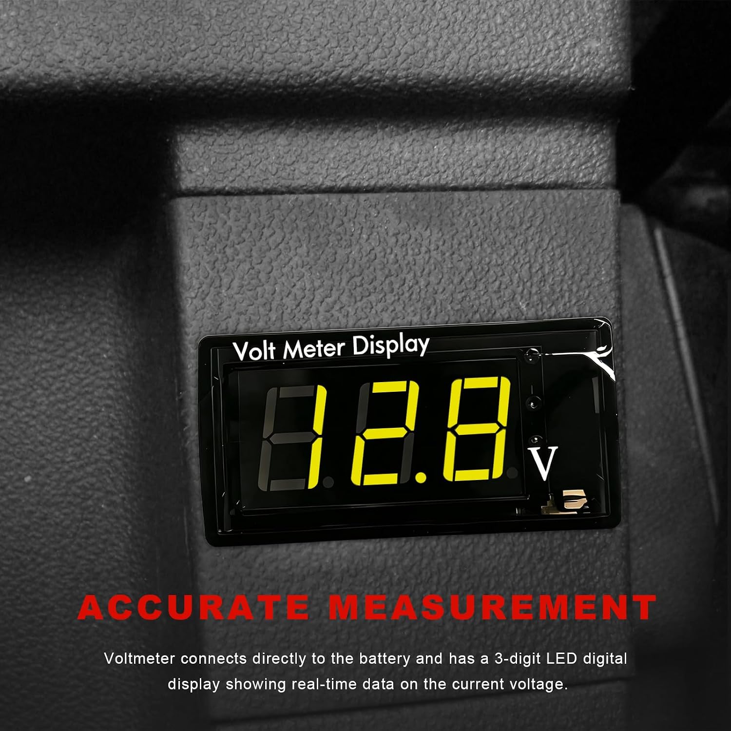 2PCS DC 4-28V Car Digital Voltmeter, Waterproof 12V LED Digital Display Voltage Gauge, Power Energy Voltage Monitor for Most Motorcycles Cars SUVs Trucks, Car Accessories (Yellow) image 3