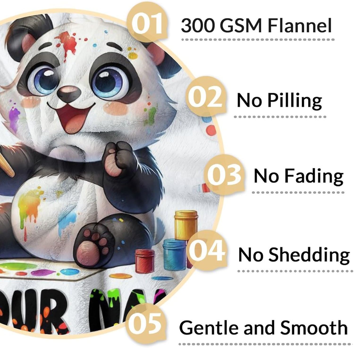 Personalized Blanket Gift with Name for Girls Boys, Soft & Cozy Panda Throw Blanket for Kids Teens Adults, Custom 50 * 60 Inch Fuzzy Throws for Sofa Couch