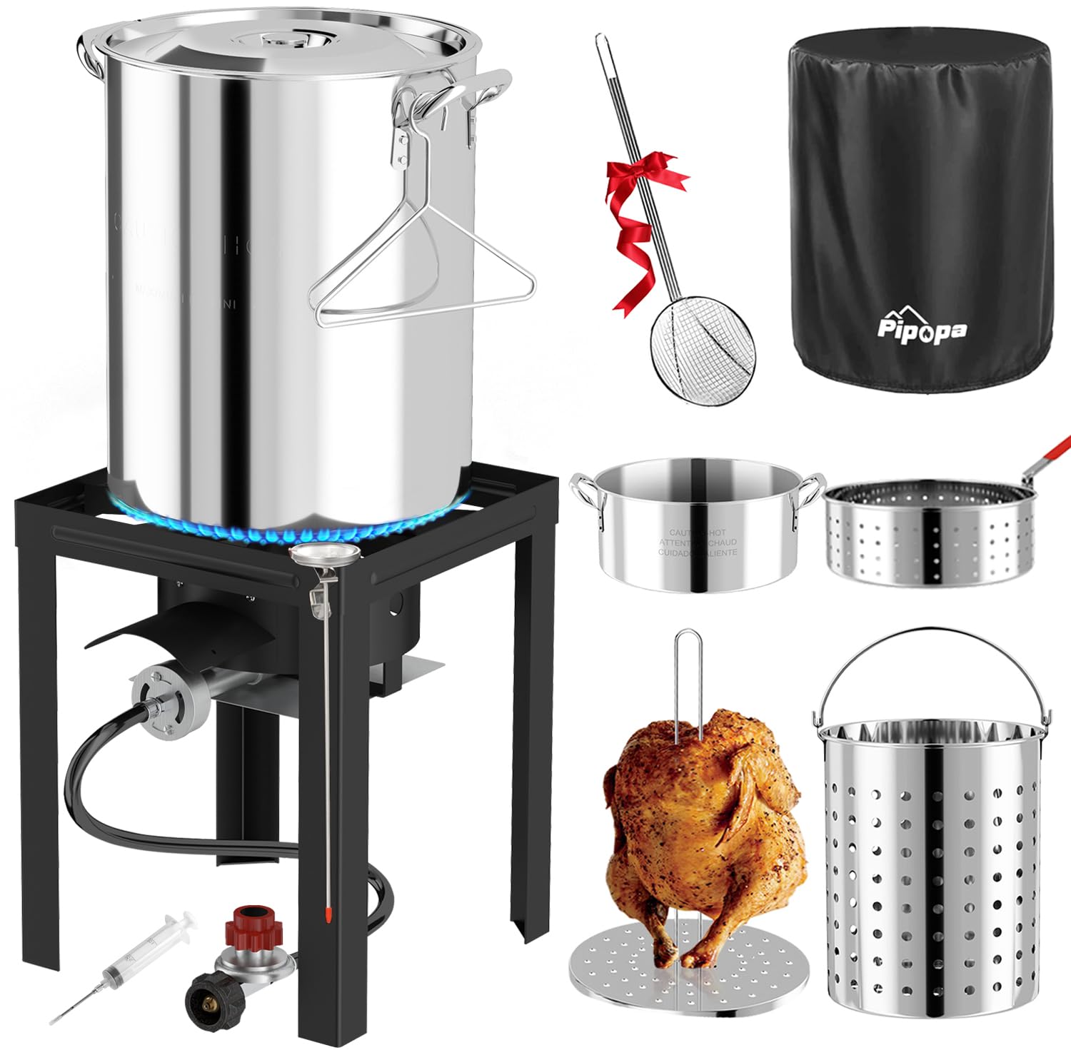 30QT Turkey &amp; 10QT Fish Fryer Set | Stainless Steel Pot | Outdoor Fryer