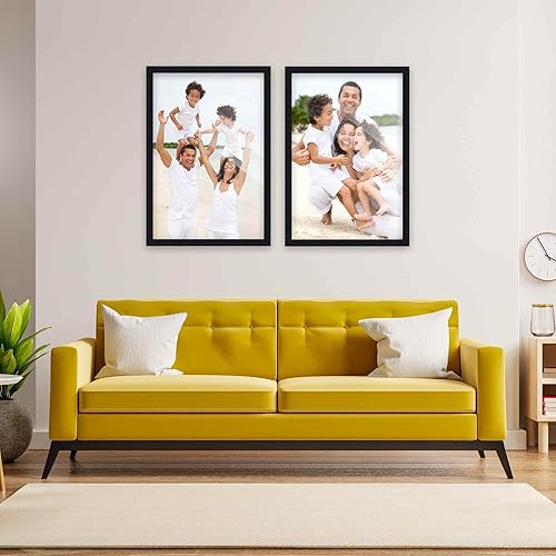 Miniatura 10 de Juego de 2 portarretratos de bronce dorado de 4 x 6 pulgadas, 2 marcos de madera de 4 x 6 pulgadas para pared de galería, 2 marcos de bronce dorado