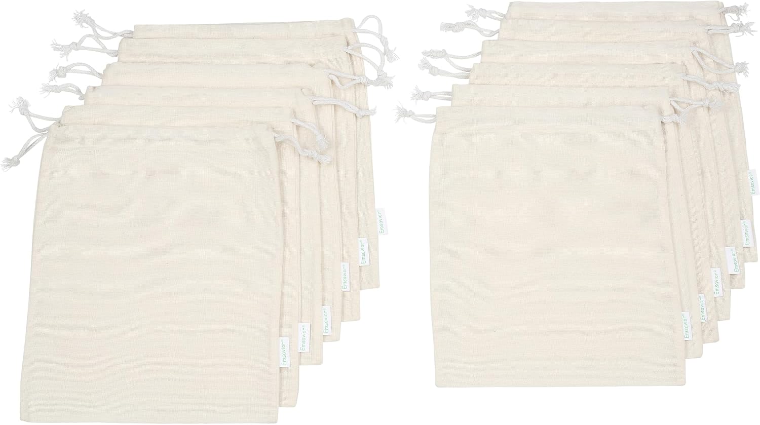 Reusable Cotton Produce Storage Bags – Medium 8x10 Inch (12 Pack) – 100% Muslin Drawstring Bags for Bulk Food, Vegetables, Fruits, Snacks & Small Item Storage