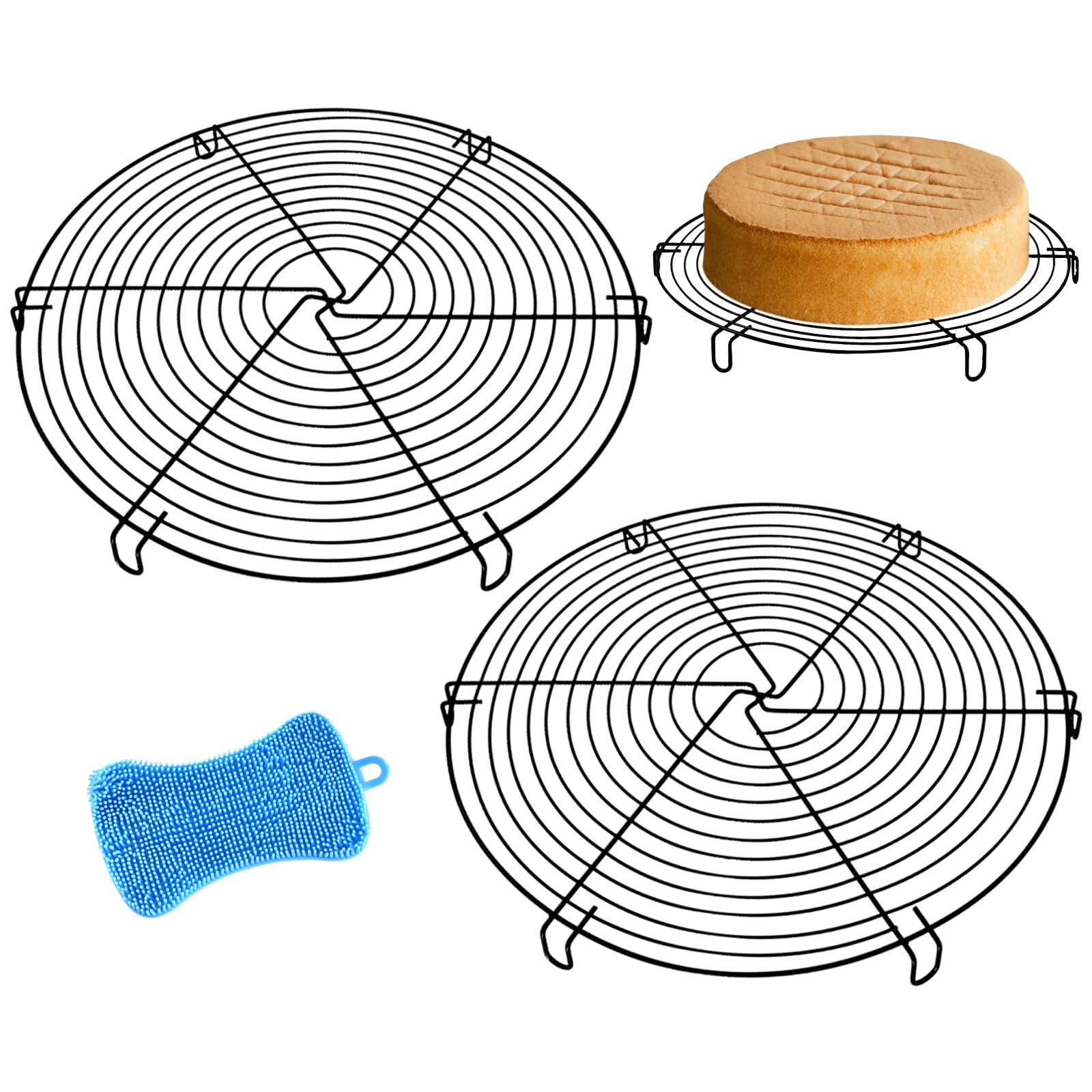 Grille de refroidissement en acier inoxydable 32 cm ronde Lot de 2 pour gâteaux biscuits tarte