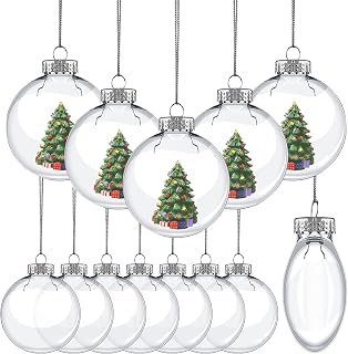 KIMOBER 12PCS Plastic Discs Ornaments,3.9 Inch Clear Flat Sphere Fillable Hanging Ornament Ball for DIY Craft Xmas Tree Decoration