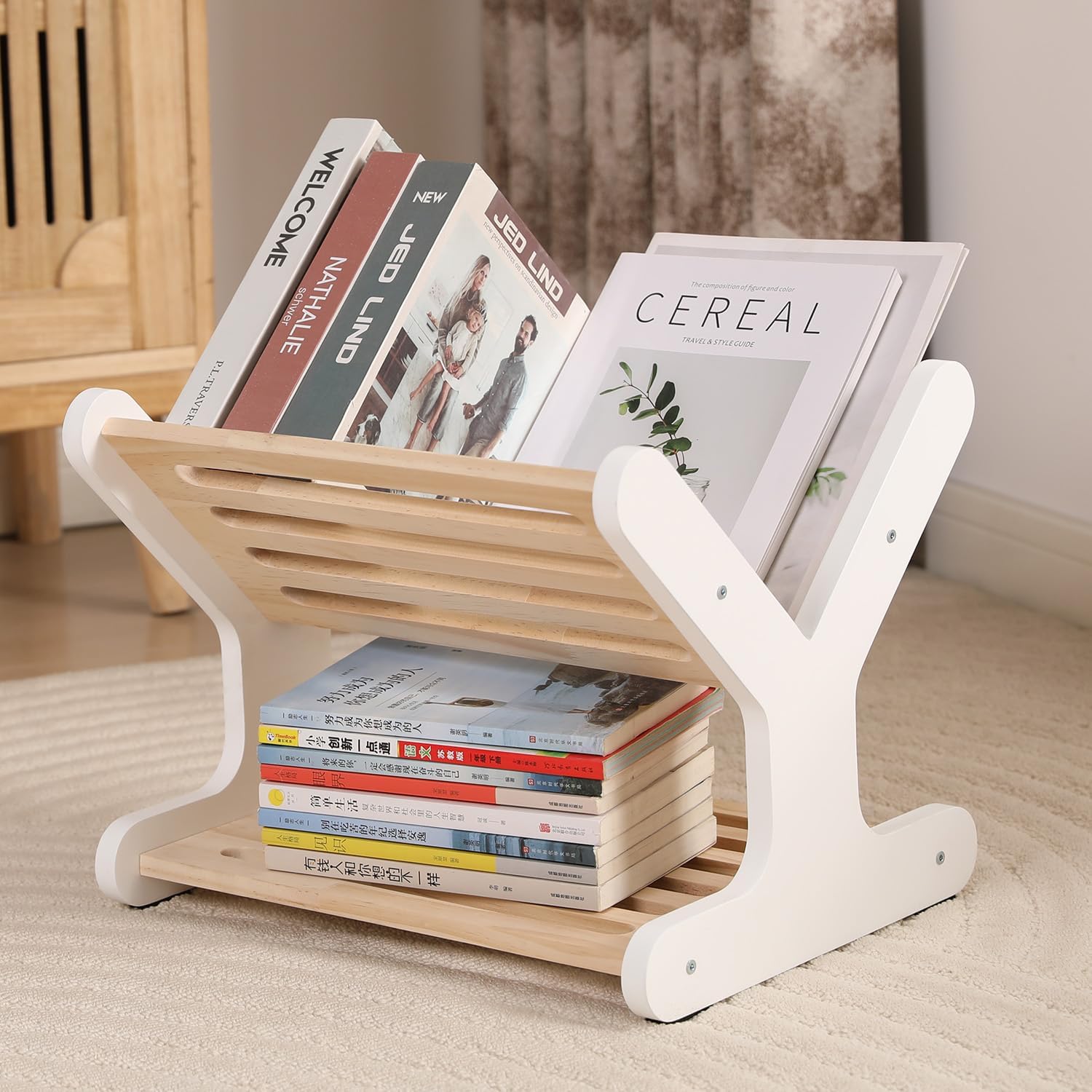 Wooden Nursery Bookshelf,Kid Bookshelf,Montessori Toddler Bookcase with 2-Tier Open Storage，Perfect for Kids' Playrooms, Bedrooms, Living Rooms, Classrooms—Compact and Easy to Access