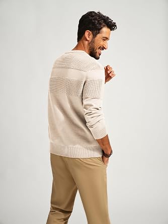 PJ PAUL JONES Mens Crewneck Textured Knit Pullover Sweaters