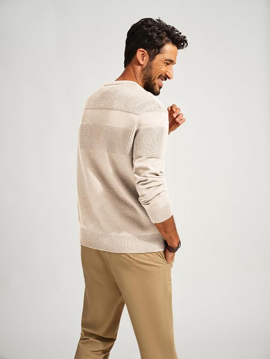 PJ PAUL JONES Mens Crewneck Textured Knit Pullover Sweaters