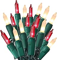 Vista 8 de ODEETRONIC Guirnalda de luces rojas de Navidad, 21.63 pies, 100 unidades, incandescentes, mini luces conectables, certificación UL, para interiores