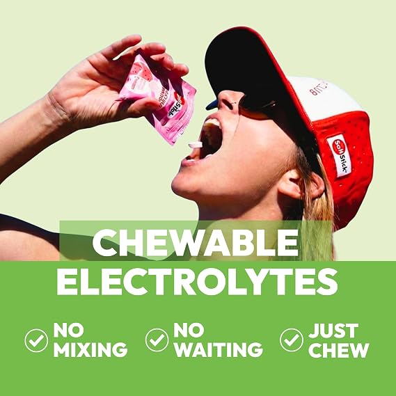 SaltStick Electrolyte FastChews Chewable Tablets, Lemon Lime, 120 Count, 12 Packets of 10 Tablets Each