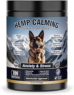 Calming Chews for Dogs 200ct Hemp Dog Calming Chews - Anxiety and Stress Relief Bites Melatonin Sleep Aid Treats for Small/Medium/Large Dogs Calm Dog - Separation, Thunder, Fireworks, Barking