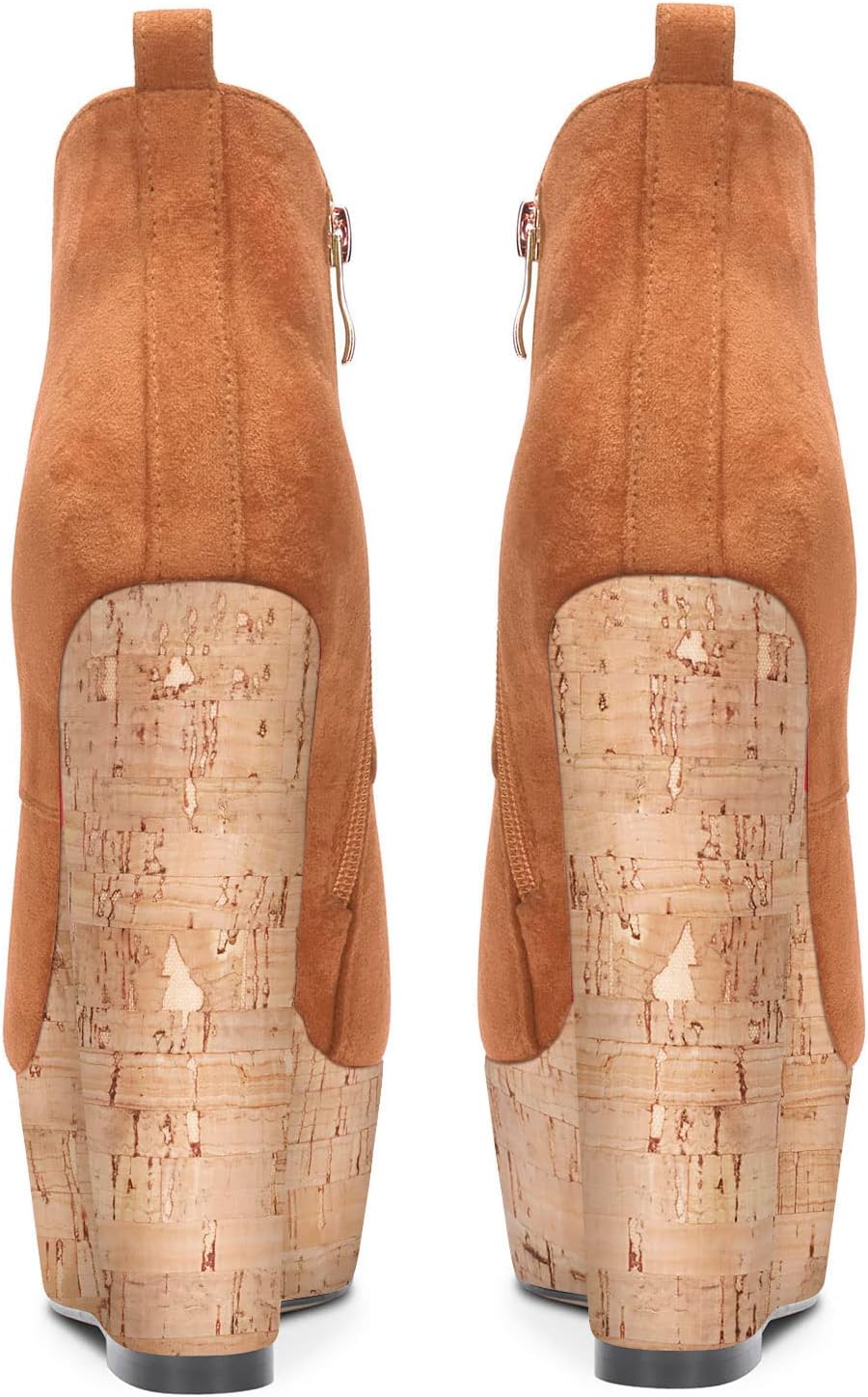 Aachcol Women Wedge Ankle Boots Short Bootie Close Round Toe Chunky Block High Heel Dress Shoes Suede Lace-up 6 Inch