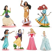 Disney Store Official Disney Princess 7-Piece Figure Set, Includes Mulan, Pocahontas, Merida, Jasmine, Snow White, Aurora and Cinderella, Ages 3+