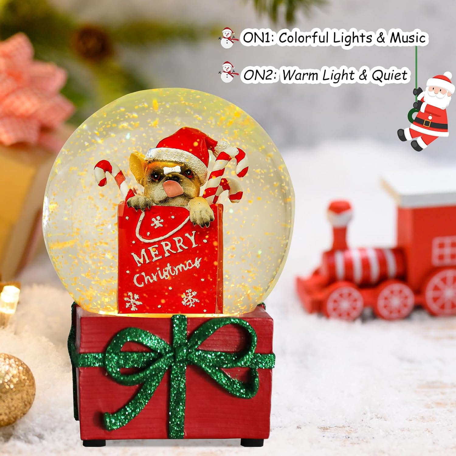VCUTEKA Snow Globe, Christmas Snow Globe Color Changing Battery Operated Lighted Musical Snow Globes for Kids Gift and Home Décor, Dog