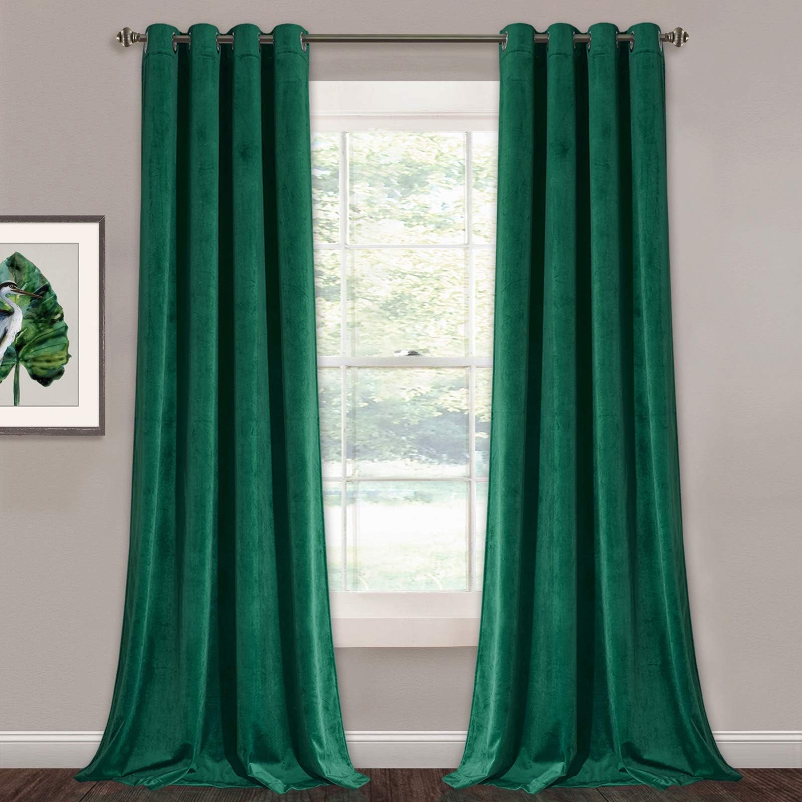 StangHEmerald Green Velvet Curtains 84 inches - Blackout Thermal Inuslated Bedroom Curtain Panels Holiday Home Decor Window Treatment for Living Room, W52 x L84 inches, 2 Panels