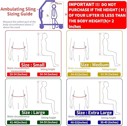 Miniatura 3 de Ehucon Comfort - Eslinga acolchada para caminar con elevación del paciente, peso de carga de seguridad de 500 libras, ayudas médicas de pie para