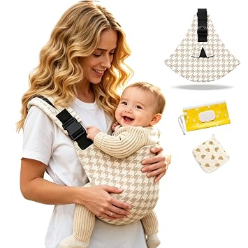 Baby Sling Carrier, Lightweight & Portable Adjustable Hip Seat, Ergonomic Hands-Free Side Carry for Infants & Toddlers 10-45 lbsKhaki