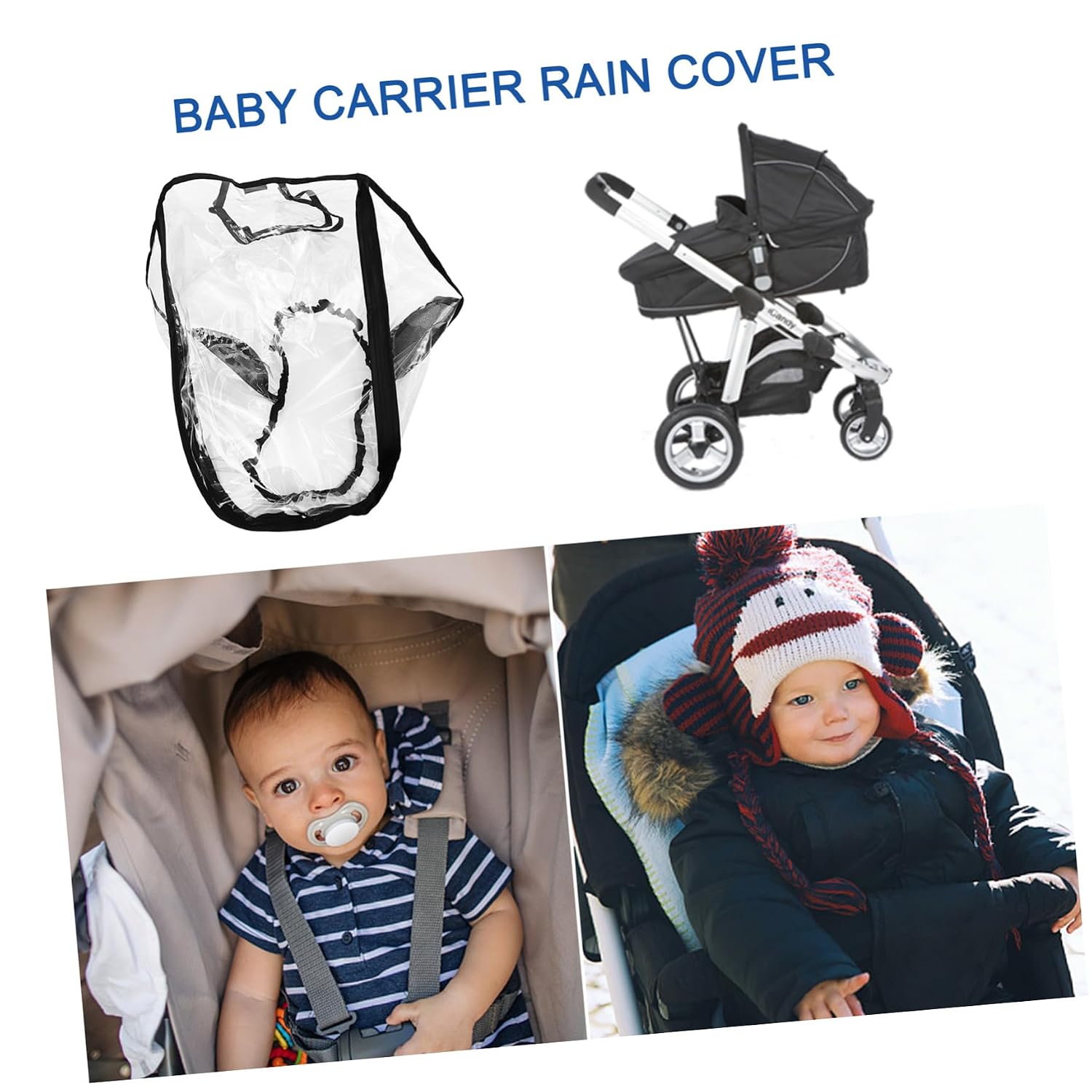 Stroller Rain Cover Shield for Carrier and Pushchair, Waterproof Windproof Weather Protection, Dustproof Carrier Cover for Travel and Outdoor Use