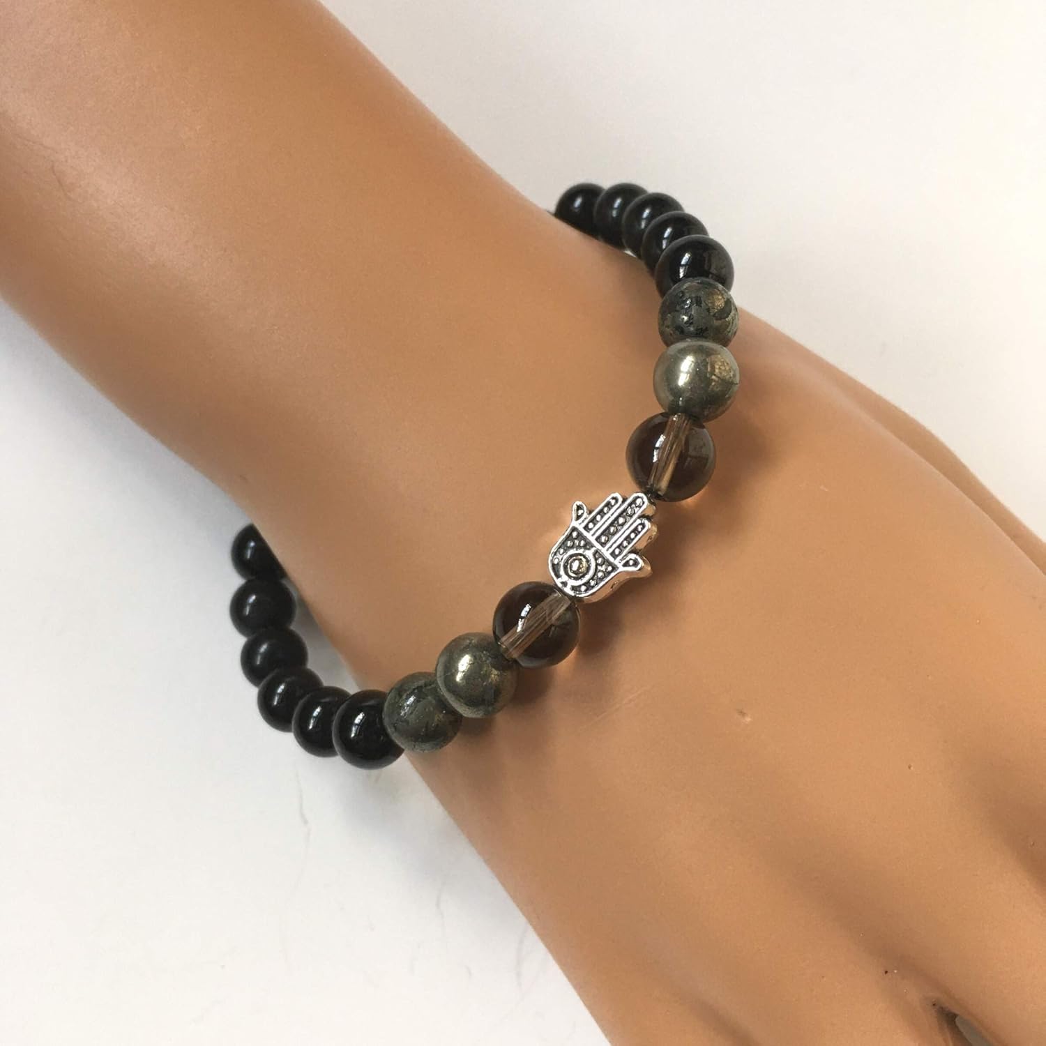 Black Hamsa Bracelet, Negative Energy Protection Bracelets, Spiritual Gifts for Women, Men Jewelry