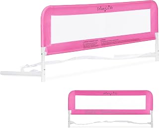 Dream On Me Adjustable Mesh Bed Rail, Two Height Levels, Ready To Use, Compatible with Twin Size Beds, All Steel construction, Equipped with Guard Gap, Durable Nylon Fabric Mesh, Pink