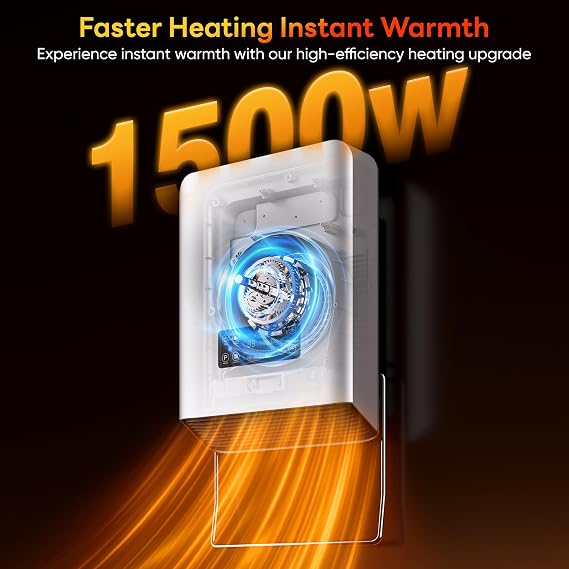 Space Heater Wall Heater for Indoor Use, 1500W Bathroom Wall Mounted Space Heater with Towel Warmer, IP24 Splash Proof Electric Heater, Remote Control, 24H Timer for Bathroom, Bedroom, Office