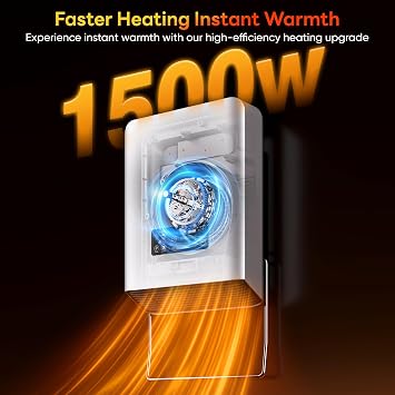 Space Heater Wall Heater for Indoor Use, 1500W Bathroom Wall Mounted Space Heater with Towel Warmer, IP24 Splash Proof Electric Heater, Remote Control, 24H Timer for Bathroom, Bedroom, Office