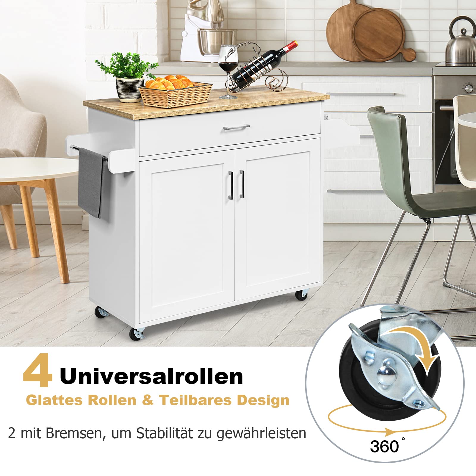 JGS Industriële Serveerwagen - Keukentrolley met wijnrek - 3 etages