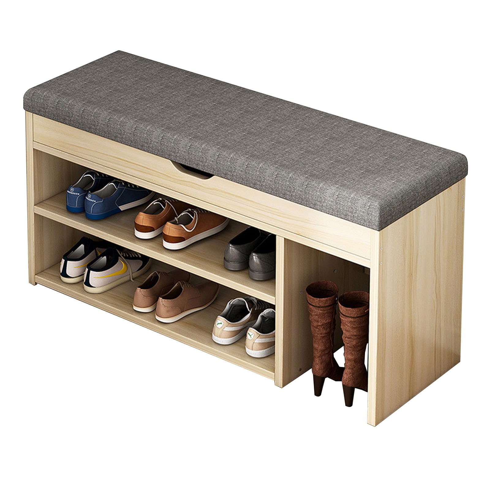 Banc de rangement d'entrée en bois pour en finir avec les chaussures qui traînent