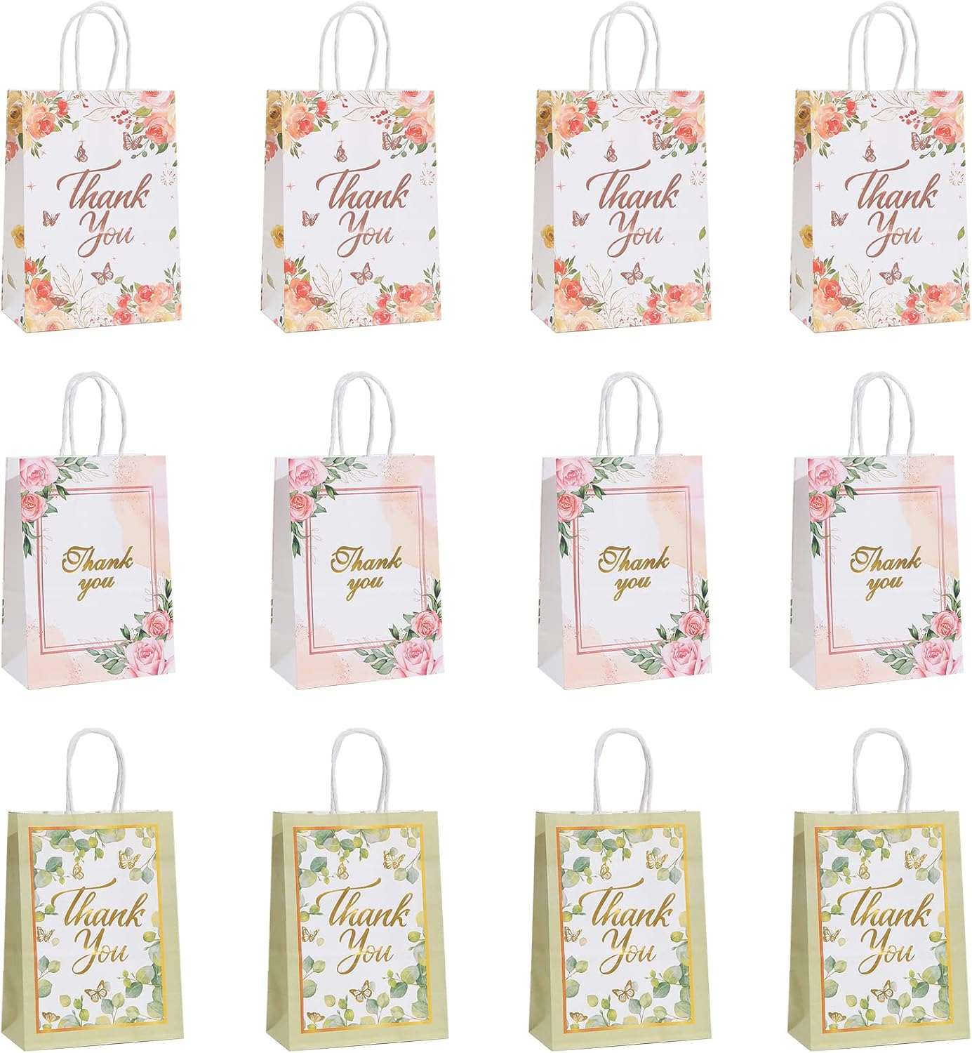 Hen Party Gift Bags, 12 Pcs Flower Floral Bridal Paper Gift Bag, Team Bride Paper Bags with
