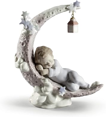 LLADRO Heavenly Slumber Boy Figurine. Porcelain Baby Figure.
