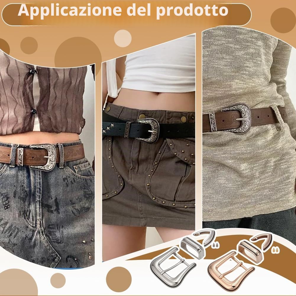 BENECREAT Fibbie Da Cowboy Western, Fibbie di Ricambio per Uomo e Donna, Chiusura per Cintura In Lega Adatta a Cinture Larghe 15mm/30mm