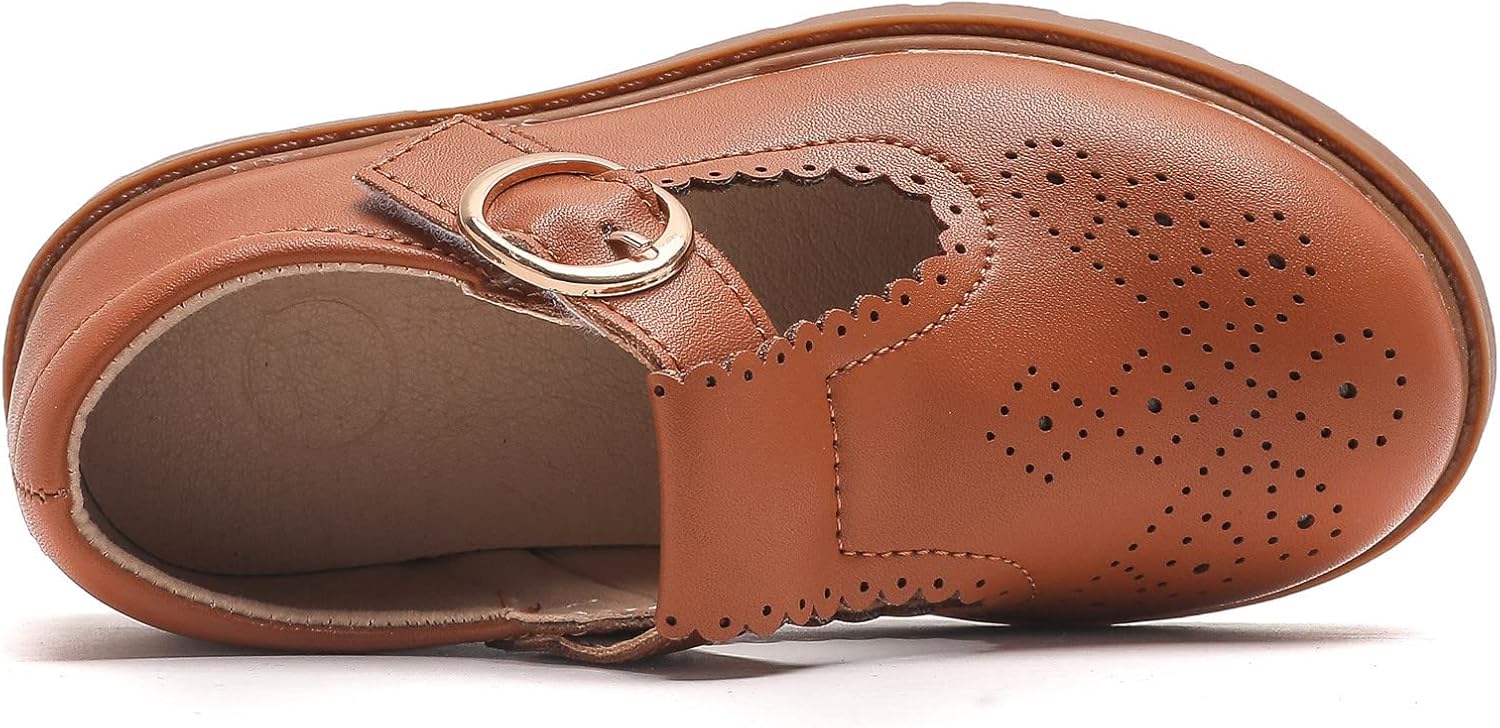  | kkdom Girls Mary Jane Flats Strap Dress Shoes School Shoes Wedding Party Flat Shoes (Toddler/Little Kid/Big Kid) | Flats