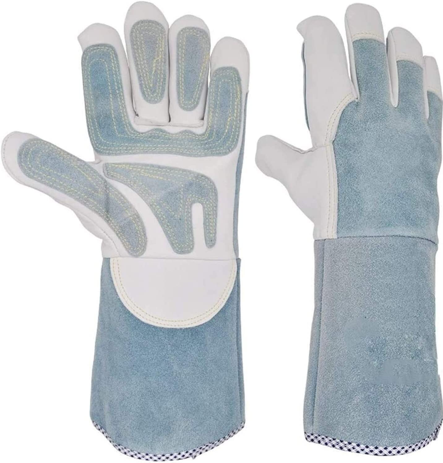 Guantes de Trabajo, Guantes de Soldadura Guantes Resistentes al Calor e ignífugos Soldadores Guante Guantes Anti-escaldado, Guantes de Trabajo Guantes de Soldadura de Cuero 35 cm