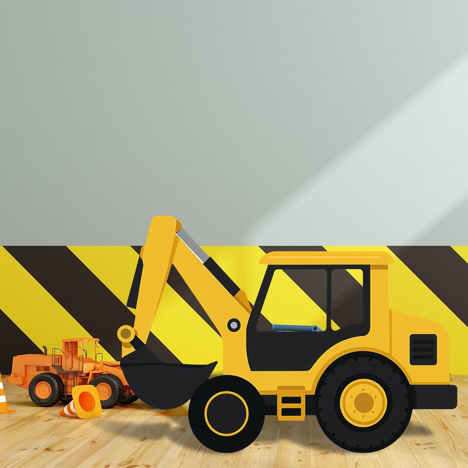 Excavator Truck Cardboard Cutout Standup Construction Party Backdrop Decorations Tractor Photo Booth Props Backdrop for Birthday Wedding Baby Shower Holiday Celebration Decoration