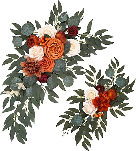 belupai Juego de 2 flores artificiales para arco de boda, arreglos de flores de rosas, guirnalda floral para decoración de mesa de boda, recepción,