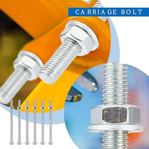 Miniatura 68 de Zonon Juego de 12 pernos de carro galvanizados de 3/8 x 6 pulgadas, color negro, incluye arandelas resistentes a la corrosión y tuercas