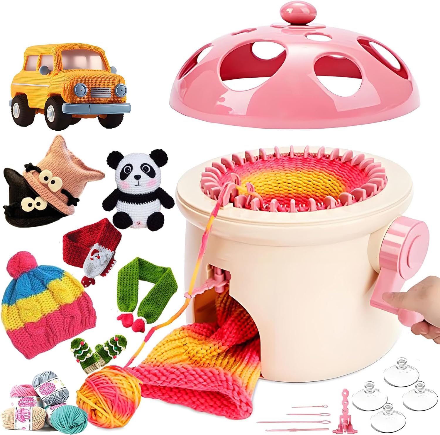 Sentro Strickmaschine, Sentro 32 Nadeln, Pilz-Strickmaschine für Erwachsene und Anfänger, automatisches Rundweben, Spinnen, Strickmaschinen-Set für Kintting Spielzeug, Mützen, Schal, Pullover