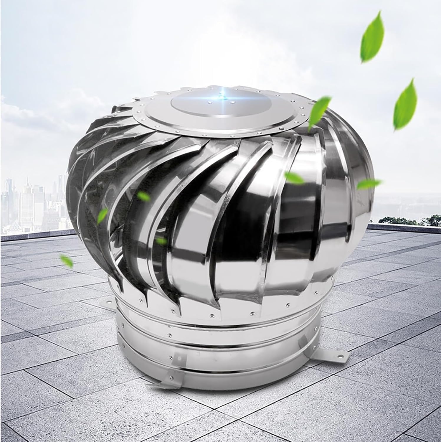 304 Stainless Steel Non Power Roof Ventilator 4in/6in/8in/10in/12in /16in Air Vent Outlet - Turbines Vent Cap No Noise Rotation by Wind/air - Easy to Install Roofing Wind Cap Cover, for Houses Factory