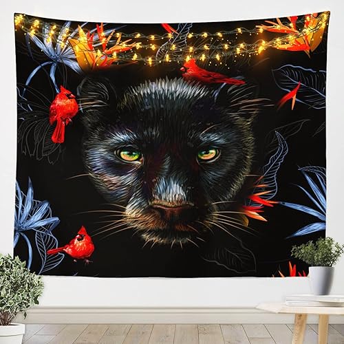 Feelyou Tapiz de leopardo negro para colgar en la pared de niños y niñas, diseño de leopardo y pantera, arte de pared duradero para dormitorio, sala