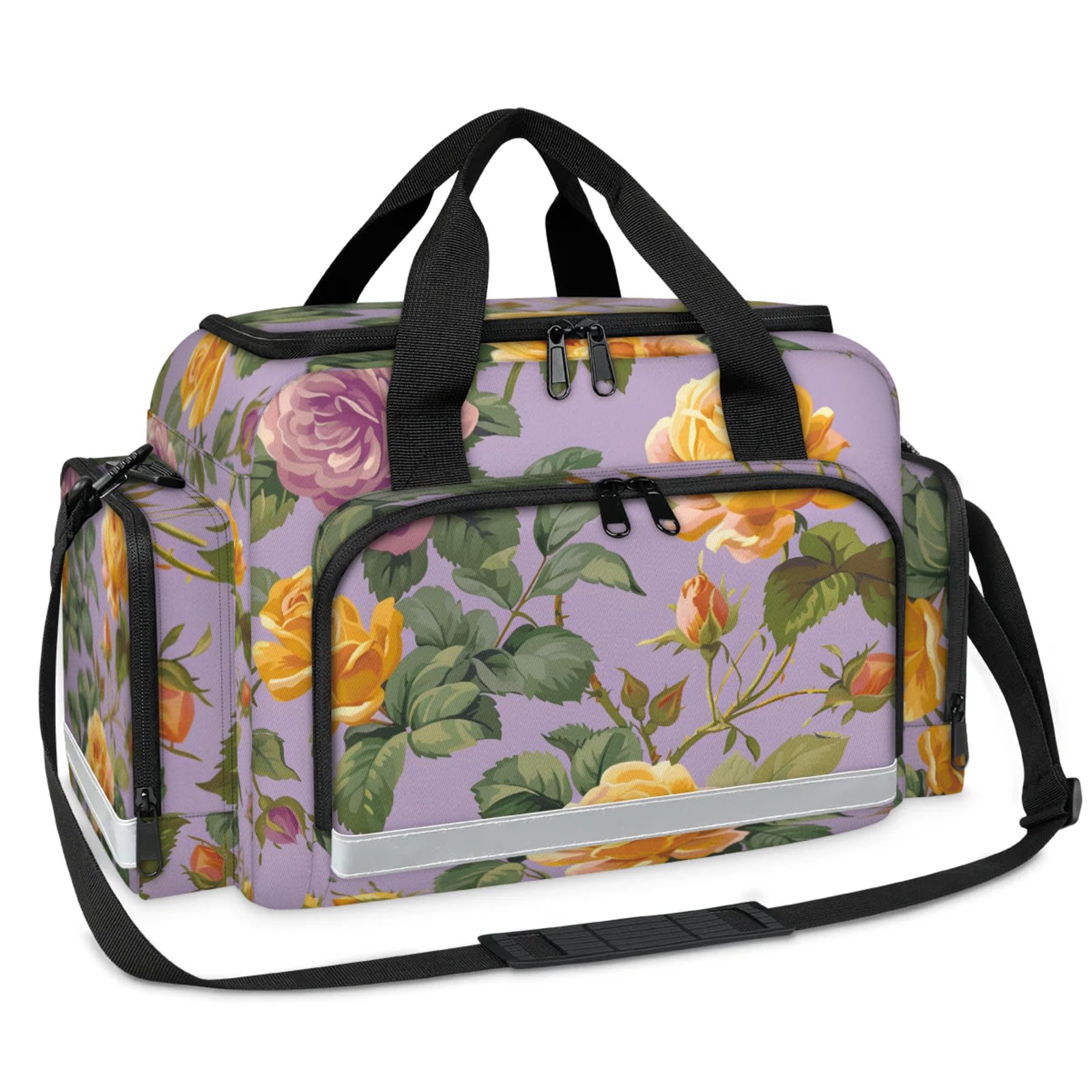 GzLeyigou First Aid Bags Empty, Retro Floral Emergency Bag First Aid Kit Multiple Compartment Kit Carrier On Call Trauma Bag For Paramedics Emergency Medical Supplies Kit