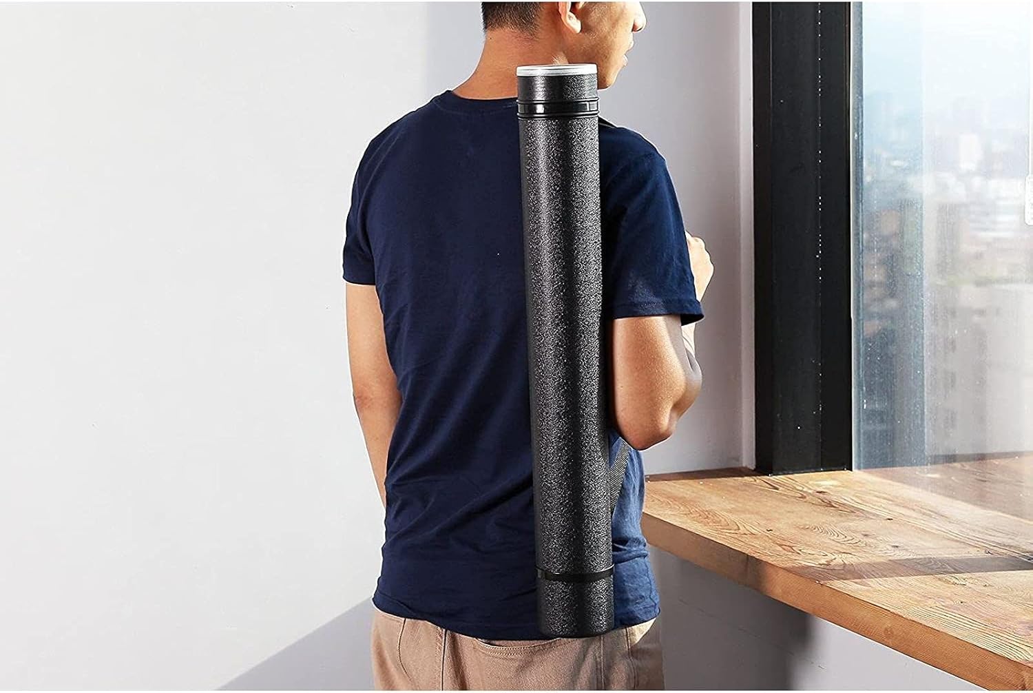 Juvale Blueprint, Document, Poster Tube with Strap - Expandable to 40 inches - Hard Plastic, Black