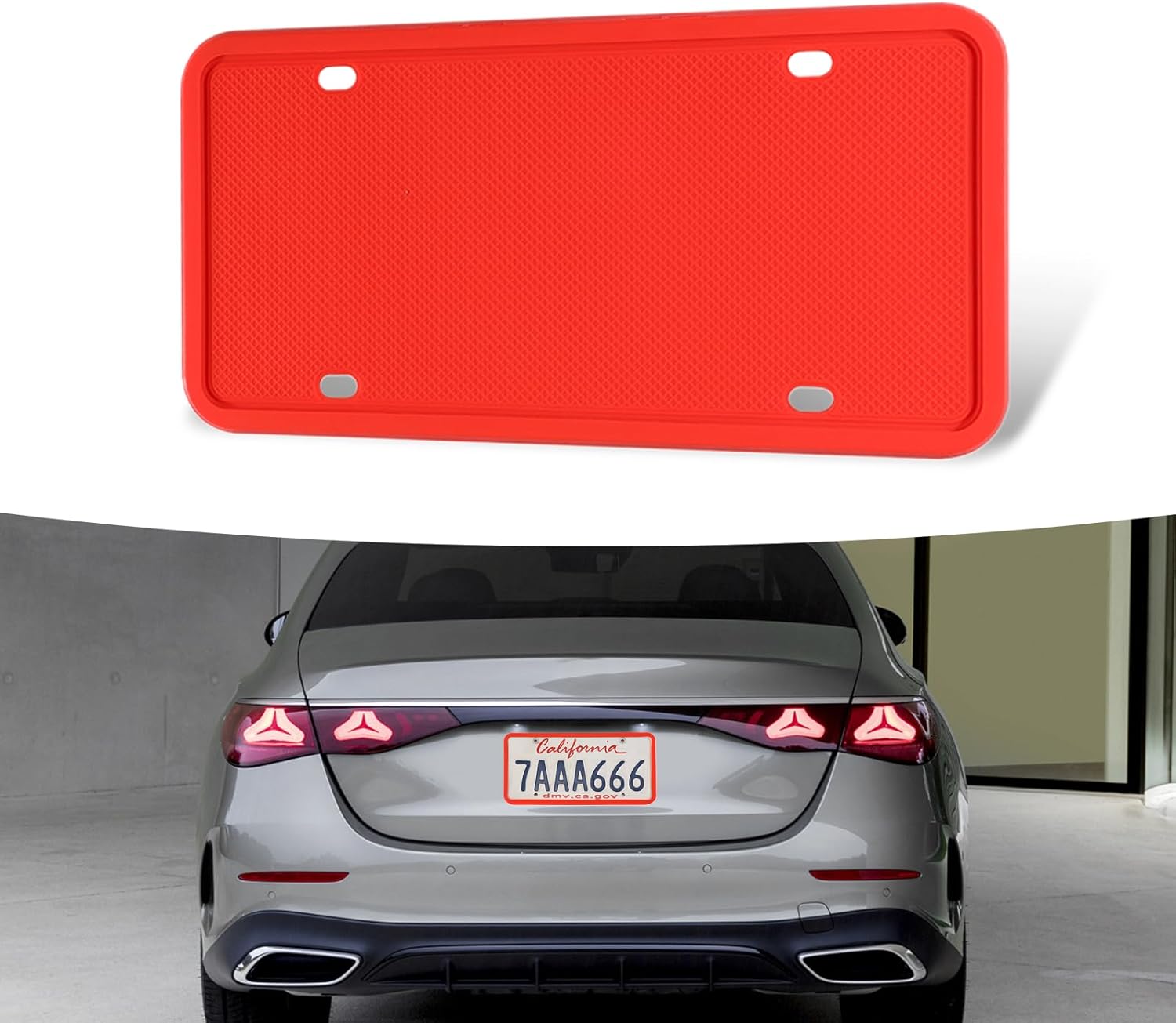 GKmow 1 PC Car Silicone License Plate Frame, 12.2In x 6.3In