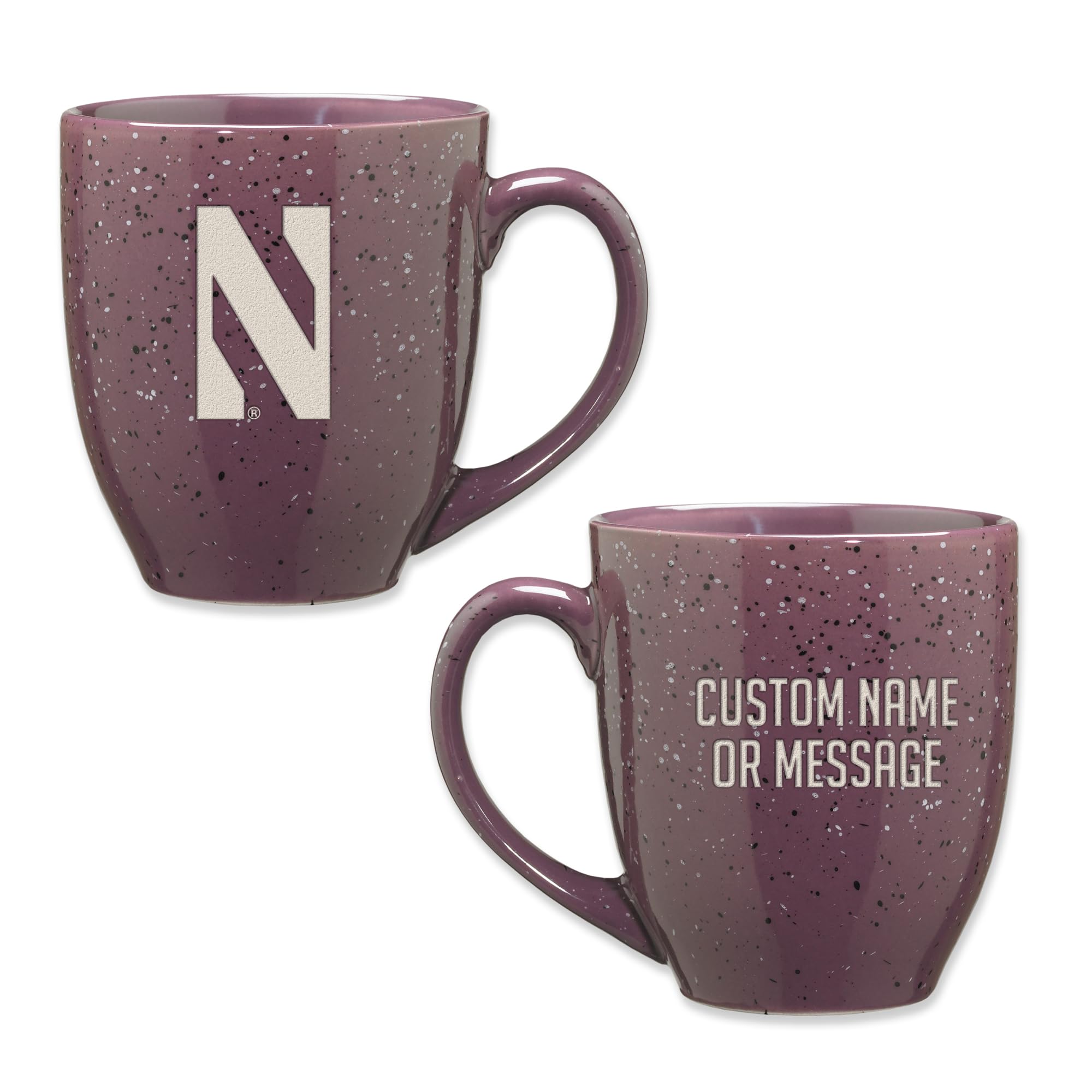 Rico Industries NCAA Northwestern Wildcats Purple Personalized 16 oz Team Color Laser Engraved Speckled Ceramic Coffee Mug