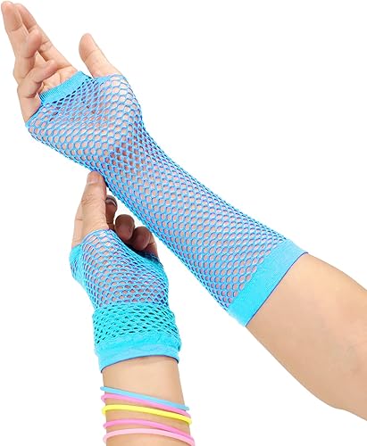 Miniatura 4 de Conjunto de accesorios para disfraz de los años 80, diadema de encaje, aretes, guantes de red, collar, pulsera, gafas, juego de disfraz de fiesta