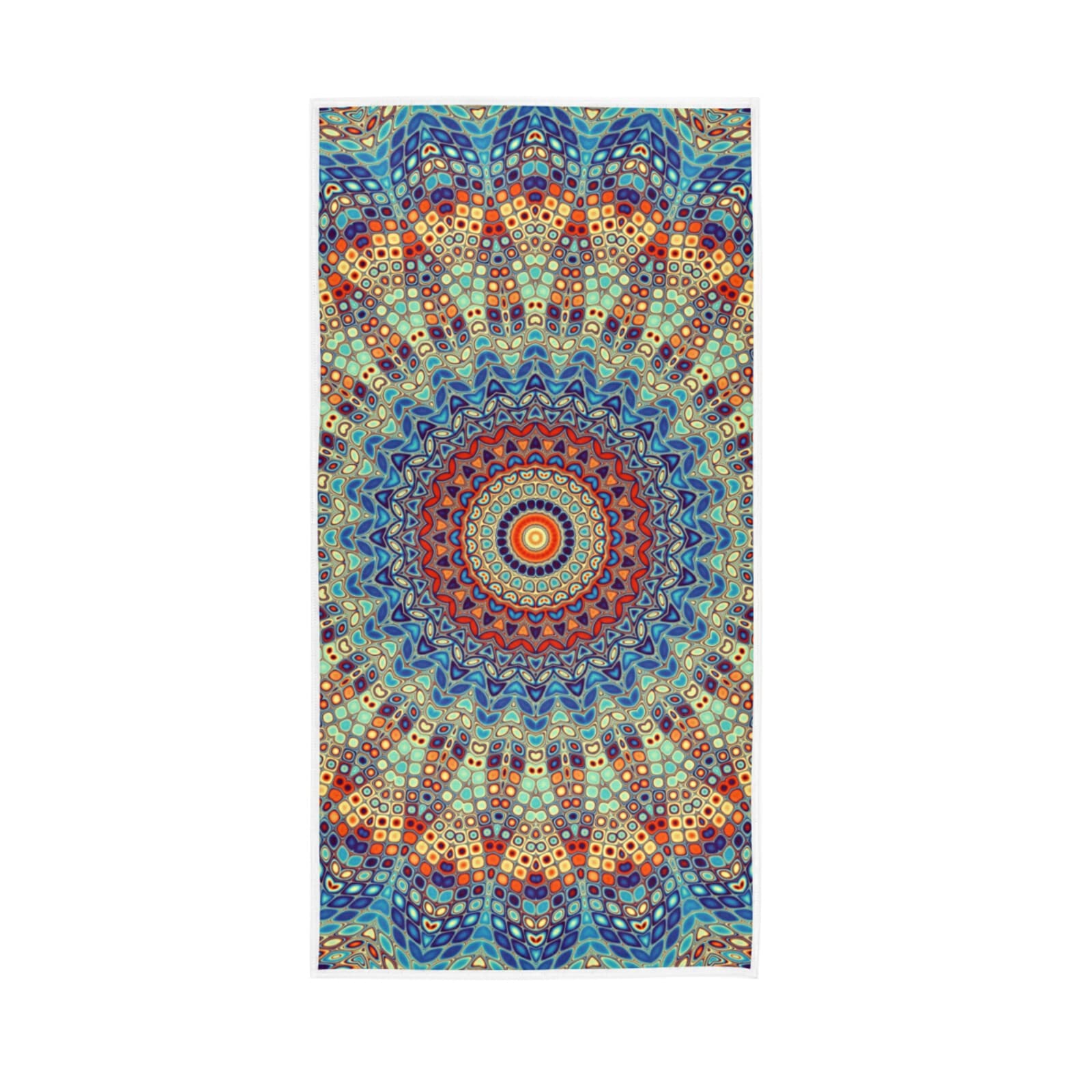 HUYGD Ethnic Tribal Mandala Ornament Mosaic Digital Fractal Retro Style Soft Hand Bath Towel 30" x 15" Thin Fast Drying Absorbent Soft Towels for Kitchen Gym Spa Hotel Beach