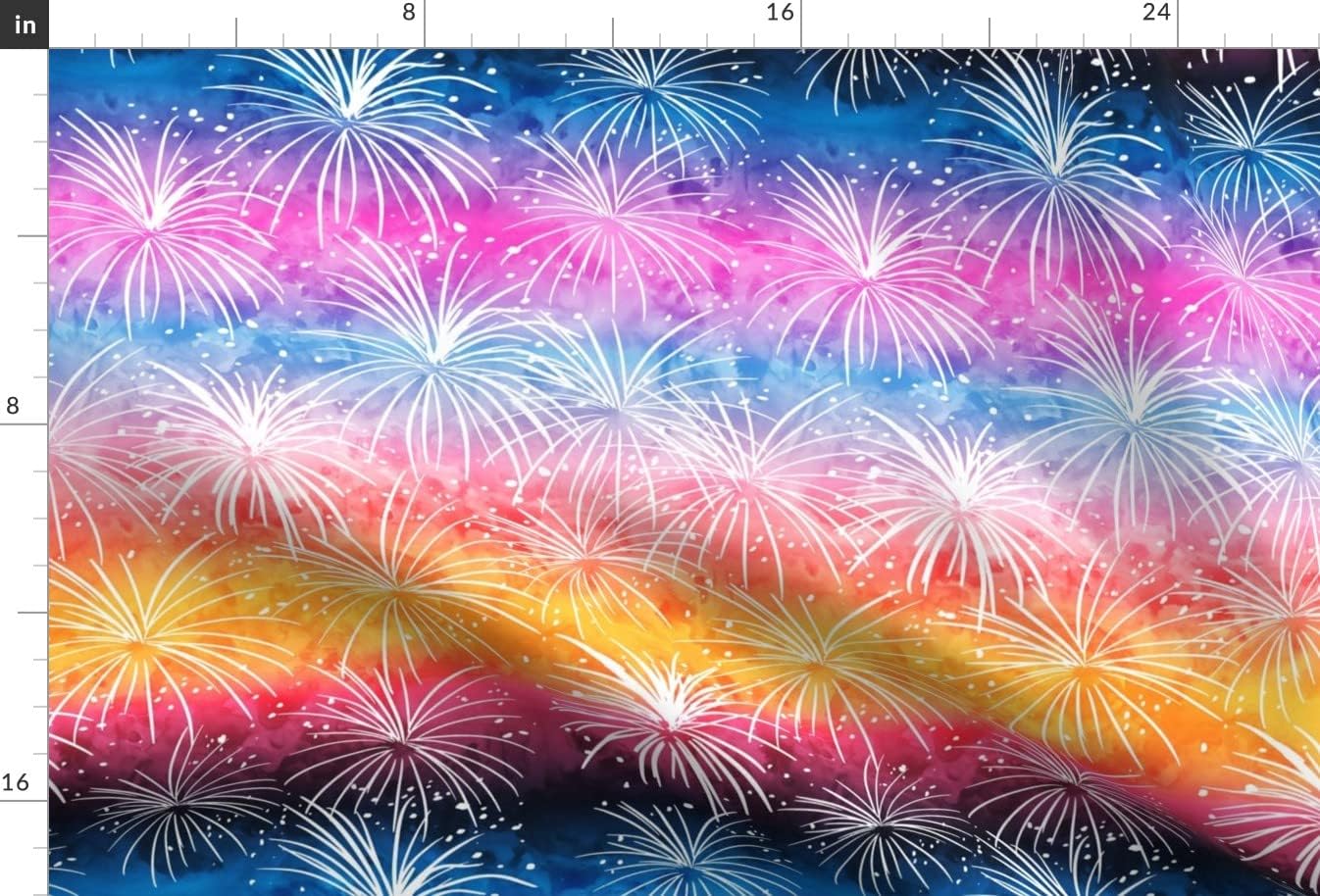 Spoonflower Fabric - Fireworks Sunset Beach Watercolor Trendy Summer Hawaii Night Hawaiian Printed on Upholstery Velvet Fabric Fat Quarter - Upholstery Home Decor Bottomweight Apparel