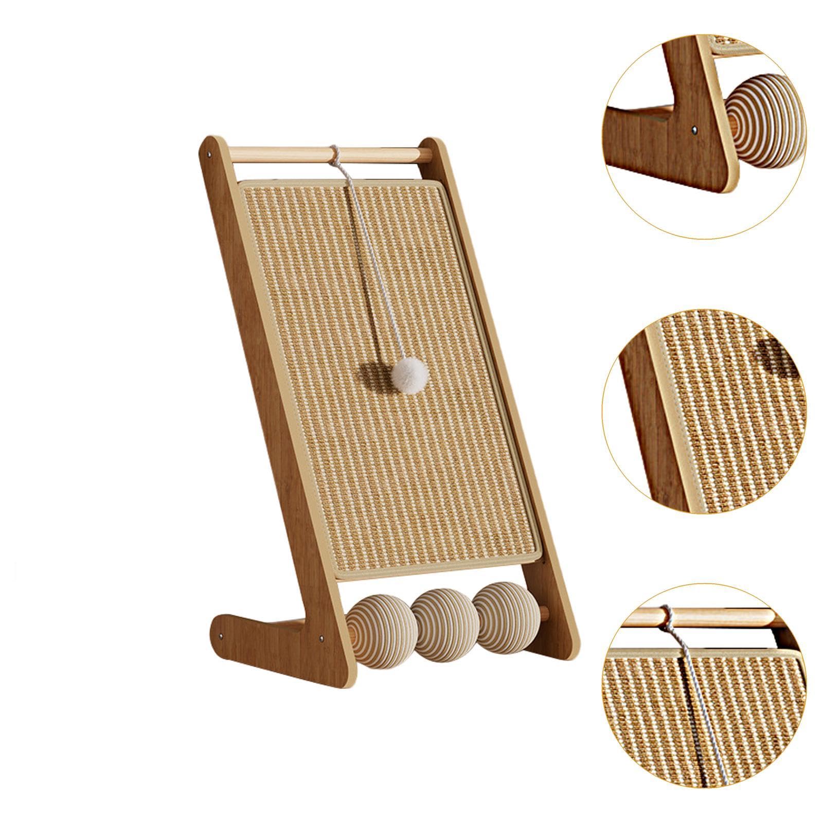kowaku Griffoir Chat L Tapis Griffoir Chat Plateau Carton Mobilier Lounge Anti-Usure Jouet Interactif Fabriqué Bois Destiné Protection Mobilier Détente Intér, avec Ballon, Tampon de Jute