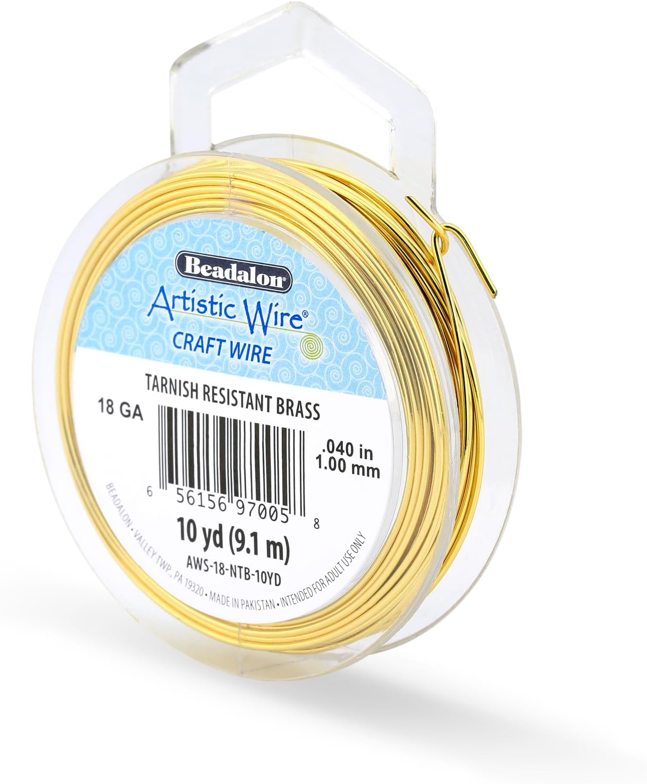 Tarnish Resistant Brass Craft Wire, Gold, 18 Gauge / 10 yd